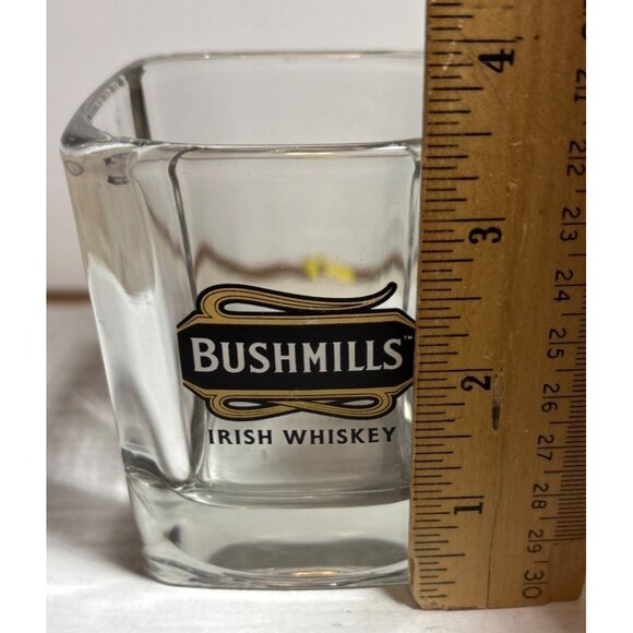 Bushmills Irish Whiskey Square Glass Tumbler Heavy Clear Glass Logo Design - Picture 5 of 6